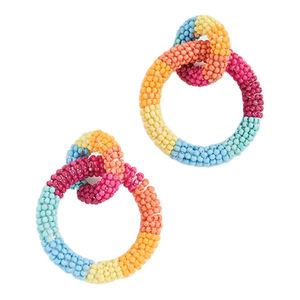 Boucles d'oreilles indiennes de haute qualité, grandes boucles d'oreilles à perles, faites à la main, tissées, Jhumka pour femmes, en provenance d'Inde - Product Image 1