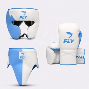 Latest Design White Fly Boxing Set Factory Manufacture Top Selling Pro Punching Leather Boxing <b>Gloves</b> Head Guard And Groin Guard - Product Image 5