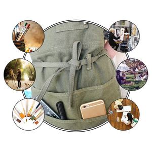 Tablier d'artiste en cuir et toile avec poches, sangle de cou réglable et liens de fixation à la taille pour la peinture, le jardinage et l'utilisation en restaurant - Unisexe - Product Image 3