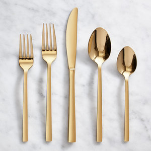 Champagne <b>Gold</b> Stainless Steel <b>Serving</b> Set Ladle Cake Server Slotted <b>Spoon</b> Cutlery Set Flatware Set - Product Image 6