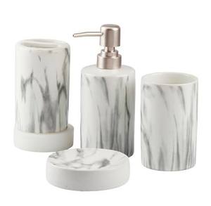 Resin <b>Bathroom</b> <b>Set</b> Four-Piece Round Soap Dish Toothbrush Holder Soap Dispenser Modern Style Easy To Clean <b>Bathroom</b> <b>Accessories</b> - Product Image 1