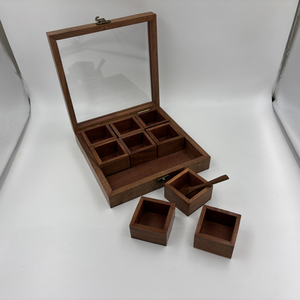 Handmade Wooden Spice <b>Box</b> | Indian Rosewood <b>Masala</b> Dabba Storage Container | Kitchen Organizer with Lid Spoon Set - Product Image 5
