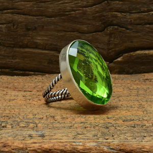 <b>Peridot</b> Gemstone 925 Sterling Silver <b>Ring</b> Bezel Setting Handmade Natural Green Stone <b>Ring</b> For Her - Product Image 2