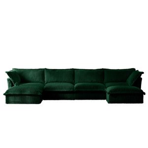 <b>U</b>-Shape Sectional Sofa 4-Seater Slipcovered <b>Living</b> Room Couch with Wide Deep Seat Soft French Edges and Multiple Big Pillows - Product Image 4