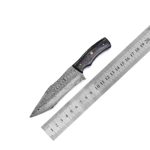 Couteau de chasse et de camping en acier Damas massif de qualité supérieure, lame fixe, survie en extérieur, étui en cuir, support OEM, garantie 3 ans - Product Image 6