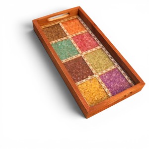 ถาดไม้ประดับอัญมณีทำมือ ถาดเสิร์ฟตกแต่ง ถาดจัดแสดง - Product Image 1