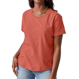 Jersey de Punto 100% Algodón, Cuello Redondo, Personalizado con Impresión, Talla Grande, Verano, para Mujer, Fabricación Directa de Fábrica, OEM - Product Image 1