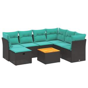 Set di divani da giardino in polyrattan nero da 8 pezzi con cuscini, eleganti mobili da esterno - Product Image 2