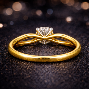 Anillo de Compromiso Solitario con Moissanita de Corte Brillante Redondo, Chapado en Oro de 18K, Aleación de Plata de Ley, Anillo de Lujo - Product Image 2