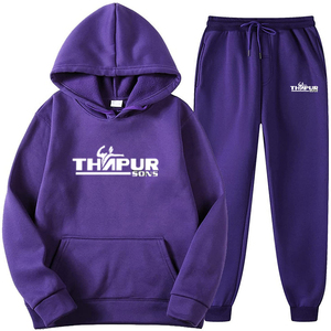 Ensemble sweat à capuche et pantalon de jogging unisexe personnalisé, imprimé, écologique, en molleton uni, style streetwear, pour l'hiver - Product Image 2