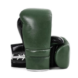 Gants de boxe Daizen Star en cuir vert, à doigts entiers, avec fermeture auto-agrippante, sangle de poignet réglable, équipement d'entraînement unisexe pour adultes - Product Image 1