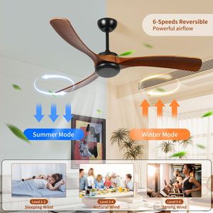 Ventilatore da soffitto in legno a basso profilo da 72 pollici con telecomando, motore DC silenzioso e reversibile, senza luce, funzione reversibile - Product Image 3