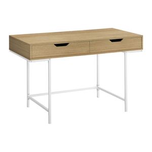Scrivania Moderna Contemporanea da 48 Pollici per Ufficio e Casa con Cassetti in Metallo Bianco e Laminato Naturale - Product Image 2