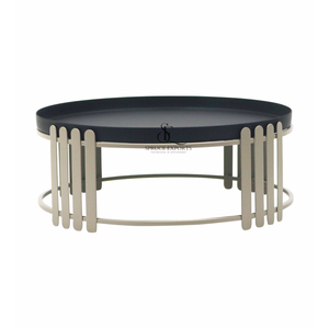 Modern Round Shape Metal Cake Stand Grey Serving Platter With Matte Black Geometric Base For Dessert Display & Party Decor - Product Image 3