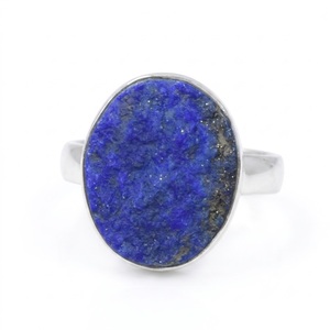 Wholesale 925 Sterling Silver Rough Blue <b>Lapis</b> <b>Lazuli</b> <b>Ring</b> Natural Oval Gemstone Handmade Statement <b>Ring</b> September Birthstone - Product Image 1