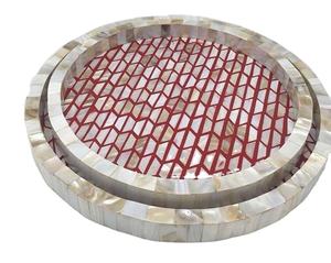 Vente chaude nacre ronde incrustation plateau meilleure vente vadrouille plateau de service nouveau fait à la main nacre plateau 2 pièces ensemble - Product Image 1