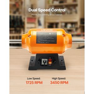 Lucidatrice da banco a doppia velocità da 1/2 HP, 8 pollici, 1725/3450 RPM, con 2 cuscinetti - Product Image 3