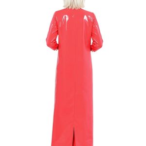 Red PU <b>Maxi</b> <b>Dress</b> O-Neck Three Quarter Sleeve Sheath Fitted Party Wear Solid Color All Seasons - Product Image 4