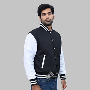 Veste universitaire en molleton de coton pour hommes, livraison rapide, col montant, veste enduite Letterman - Product Image 3