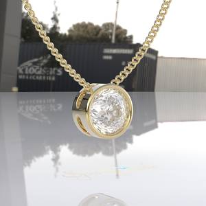 Colgante de moissanita portugués de oro macizo, colgante de diamante portugués cultivado en laboratorio, collar con colgante de diamante portugués para mujer - Product Image 5
