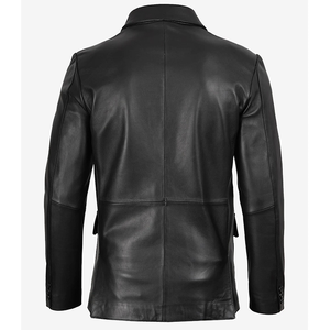 Blazer chauffant pour homme en cuir de vachette noir véritable, 100 % imperméable et respirant, grande taille, collection hiver 2026, qualité OEM supérieure, faible MOQ - Product Image 2