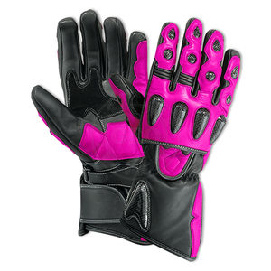 ถุงมือหนังสำหรับขี่รถแบบเต็มนิ้ว สีแดงดำ สายรัดข้อมือปรับได้ ปิดด้วยตะขอและห่วง กันลื่น สำหรับขี่กลางแจ้ง - Product Image 2