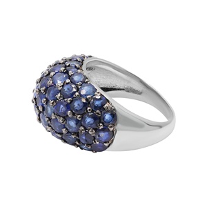 Natural Round Cut Blue Sapphire Gemstone 925 Solid Sterling Silver Handmade <b>Dome</b> <b>Rings</b> Jewelry for Wholesale - Product Image 1