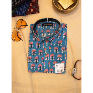 Chemise en coton imprimée pour homme, élégante, à manches longues, décontractée, avec un motif moderne, idéale pour le bureau et les rassemblements sociaux - Product Image 1