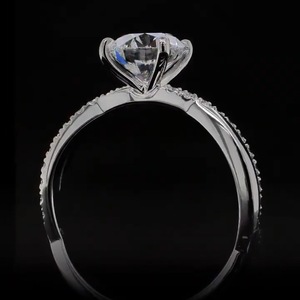Anillo de compromiso de oro rosa de 14 quilates con diamante ovalado de 1.0 quilates cultivado en laboratorio, estilo solitario cruzado, para mujer, regalo romántico - Product Image 4