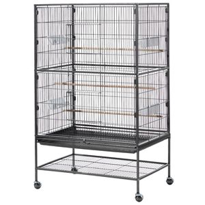 31.5 X 20.5 X 52 Inch Flat Top Wrought Iron Bird Flight Cage with Perches and <b>Slide</b>-Out Tray <b>Plastic</b> Feeders for Bird Supplies - Product Image 6