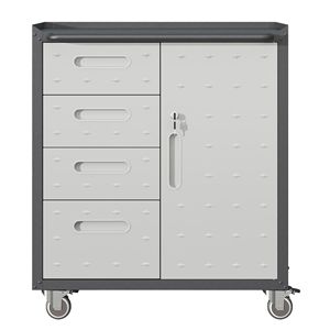 Armadietto Portautensili in Metallo Nero/Grigio con Ruote, Soluzioni Organizzative per Garage e Ufficio, Categoria Prodotti Armadietti - Product Image 3
