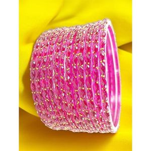 Premium Transparent Red Jelly <b>Glass</b> <b>Bangles</b> Set Glossy Finish Lightweight Stackable Traditional Ethnic Women Jewelry - Product Image 3