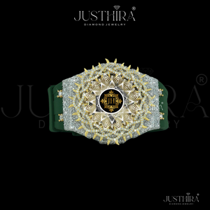 Luxury Gold <b>Case</b> Premium VVS Moissanite Diamond Bezel Analog Quartz <b>Watch</b> With Green Rubber Band Unisex Polygon Design - Product Image 2
