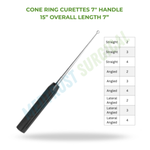Curetas de Anillo Cónico de 15 Pulgadas de Longitud Total y 7 Pulgadas de Mango, Instrumento Quirúrgico de Neurocirugía, Cureta Ósea para Cirugía de Columna Vertebral - Product Image 2