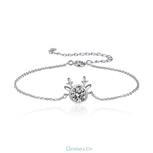 Glosbe Co GRA Everyday Wear Synthetic <b>Silver</b> Vietnamese Deer <b>Charm</b> Women's Diamond <b>Bracelet</b> 2026 Vietnam Jewelry Wholesale - Product Image 1