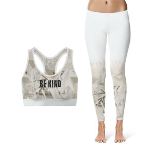 Women's <b>Criss</b>-<b>Cross</b> Back Geometric Print Sporty Tank <b>Top</b> with Be Kind Logo Breathable Knitted Yoga Fitness Wear - Product Image 1