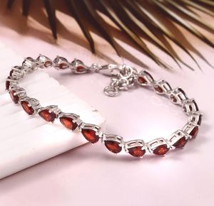 Beautiful <b>Red</b> Garnet Gemstone Tennis <b>Bracelet</b> 925 Sterling Silver Gold Plated Luxury Elegant Certified Womens Jewelry - Product Image 1