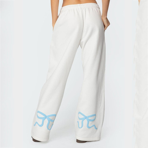 Pantalon décontracté large en coton et polyester personnalisé OEM DTF avec logo imprimé, pantalon de détente, streetwear tendance pour femmes - Product Image 1