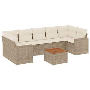 Conjunto de Sofá de Jardín Grande con Patas Ajustables en Ratán Sintético PE Beige, Muebles de Jardín Ajustables - Product Image 2