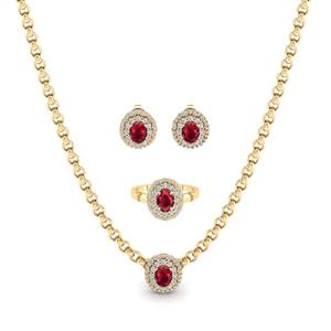 Parures de bijoux REYES Custom Design en argent sterling 925 avec moissanite VVS, pierres ovales de 2,65 carats, boucles d'oreilles et bague en rubis pour elle - Product Image 1