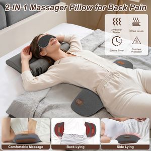 Almohada de Masaje Lumbar Eléctrica 2 en 1 con Espuma Viscoelástica, Masajeador de Espalda Baja con Calor y Vibración, Adaptador para Alivio del Dolor - Product Image 3