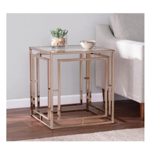 Mobilier de luxe, table basse moderne avec dessus en marbre naturel, table d'appoint, table d'appoint, table d'appoint, cadre en métal avec placage or - Product Image 6