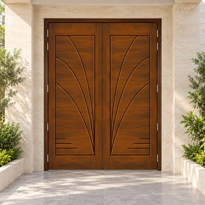 Puertas Dobles de Entrada de Madera Sólida Golden Aero, Diseño Art Deco, Abatibles, para Apartamento/Villa, Uso Exterior, GA-39L, Superficie Acabada - Product Image 5
