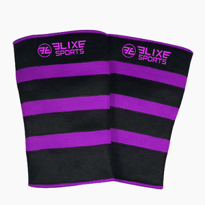 Genouillère de sport ElixE en tricot, rayée rouge et noir, respirante, universelle, unisexe, protection toutes saisons - Product Image 3