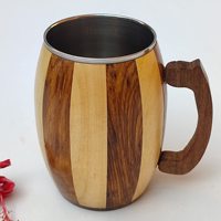 Mug en bois artisanal classique personnalisé avec intérieur en acier inoxydable pour la maison, le bureau, l'hôtel, la bière, le thé – Meilleure qualité – Grossiste Inde