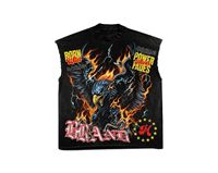 Conjunto de Camiseta sin Mangas y Pantalones Cortos Negros para Hombre, Estampado de Águila en Serigrafía, Estilo Urbano, Ropa de Verano
