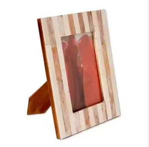 Cadre photo carré bohème en os incrusté, écologique et étanche, fait main, décoration d'intérieur unique, cadeau artistique, présentoir de table - Product Image 1