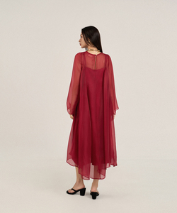 Vestidos Midi de Seda de Lujo con Cuello Redondo y Manga Regular, Minimalistas, Holgados, Transpirables, de Organza Transparente para Maternidad - Product Image 2