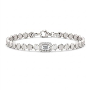 Pulsera Unisex de Diamantes Radiantes Naturales con Corte Marquesa y Racimo, Chapada en Oro de 14K, Certificada por IGI, Lujo para Novias, Color G, 26g - Product Image 1