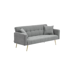 Divano Letto in Tessuto Teddy Fleece Grigio da 71,7 Pollici con Due Cuscini Inclusi - Product Image 6
